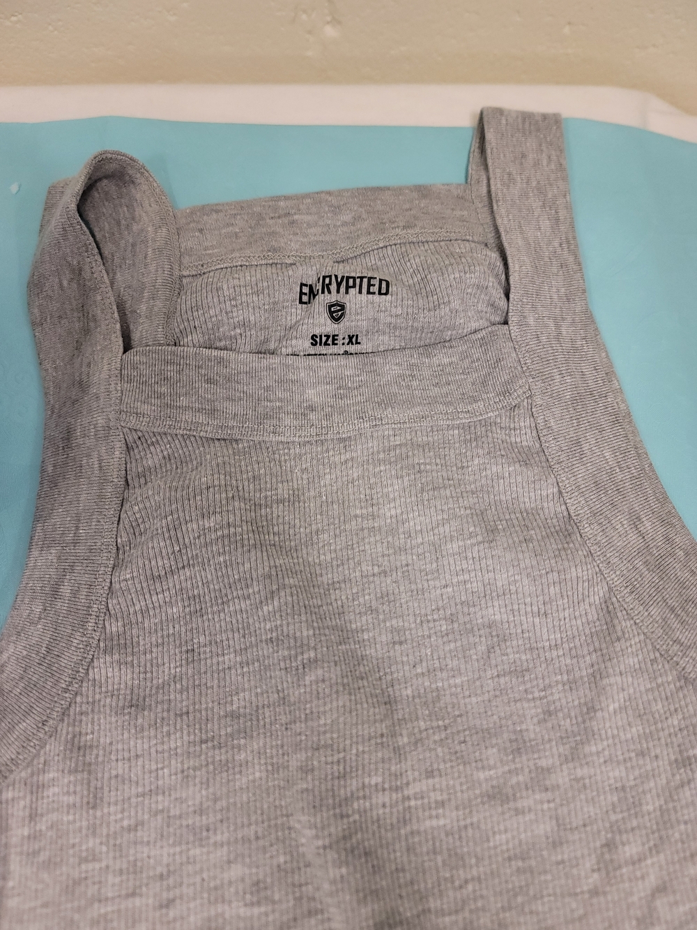 Men's Red Ribbed Square-Neck Tank Top - Picture 11 of 15